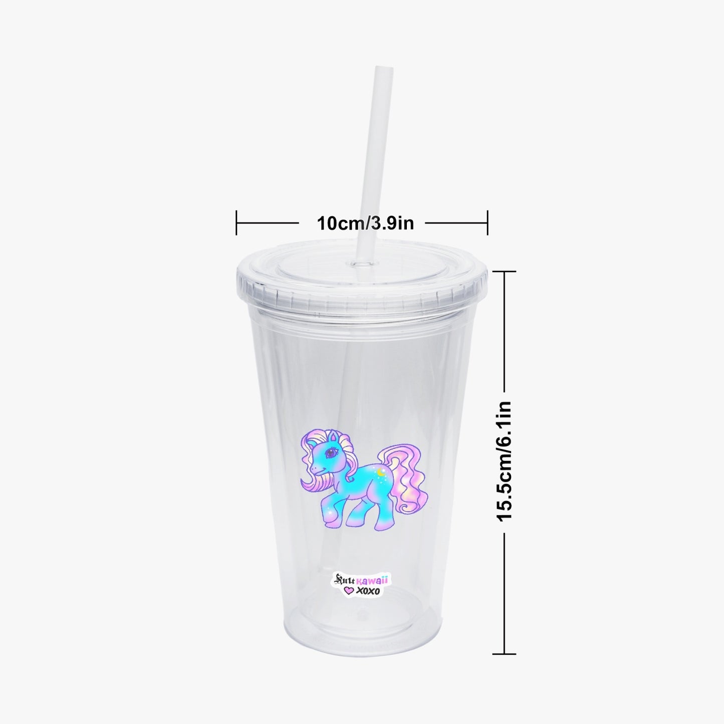 987. Double Wall Plastic Tumblers with Straw