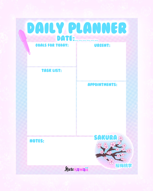 Sakura Blossoms Daily Planner Sheet