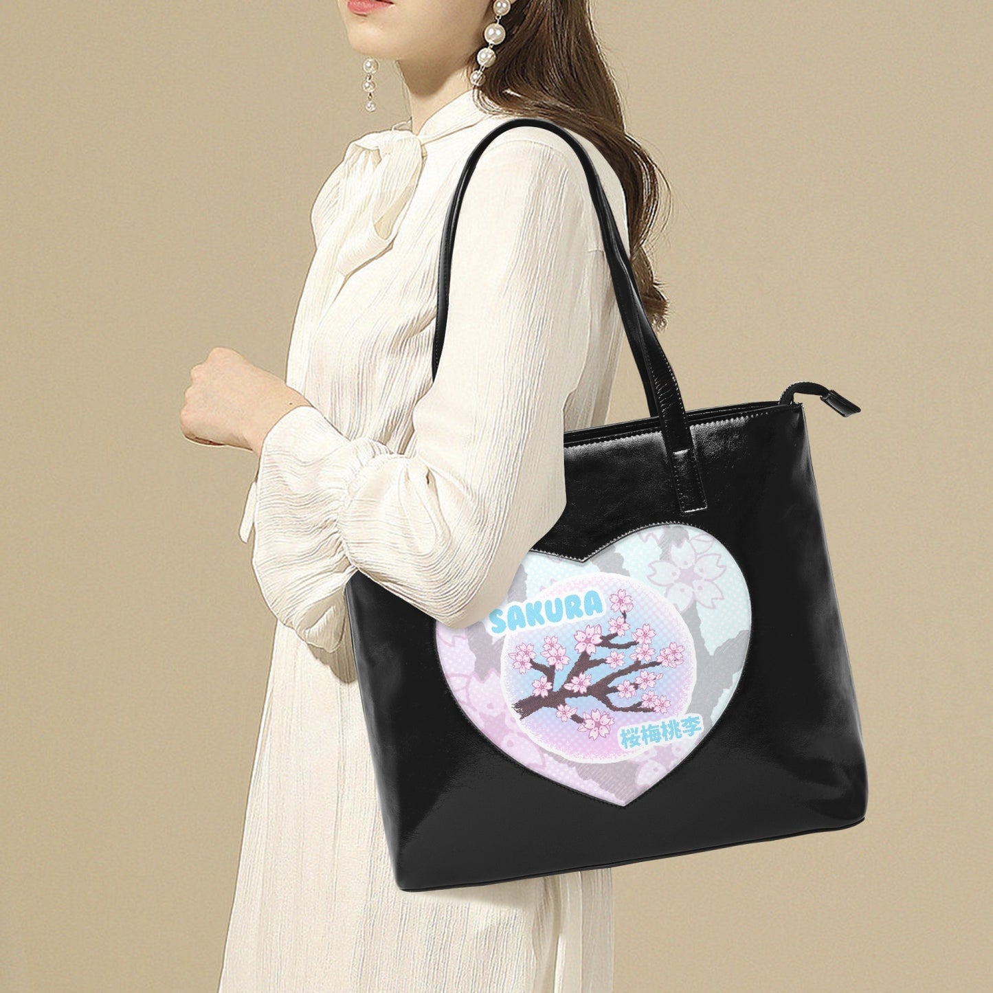 Sakura Blossoms Heart Tote Bag