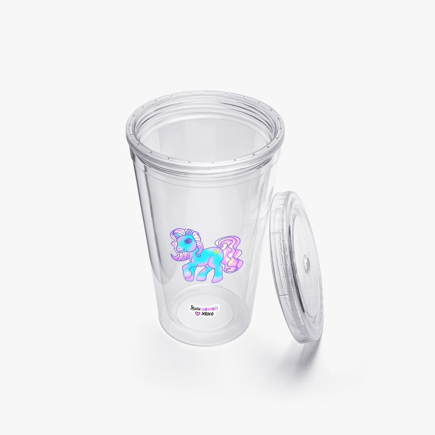 987. Double Wall Plastic Tumblers with Straw