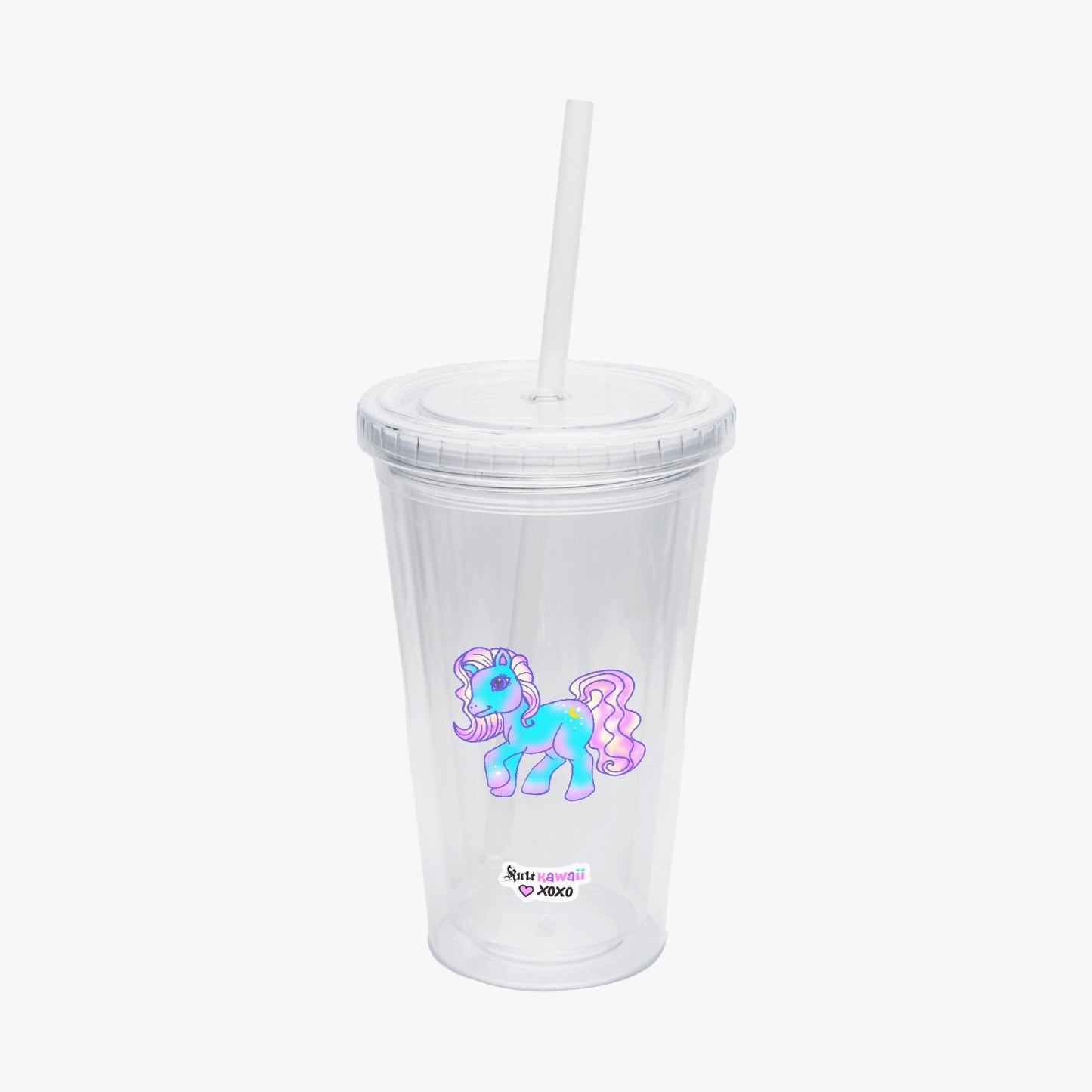 987. Double Wall Plastic Tumblers with Straw