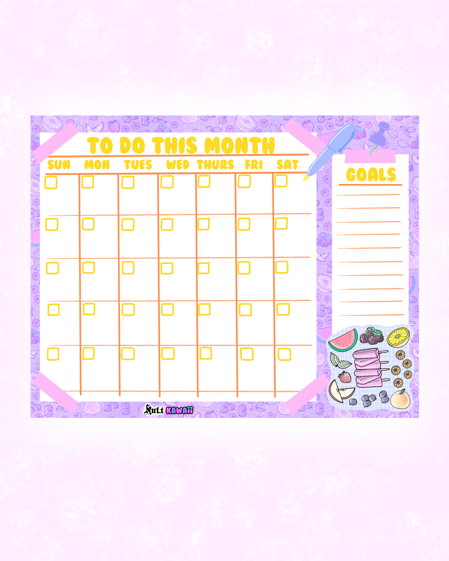 Squeeze The Day! Monthly Planner Sheet