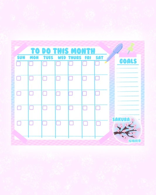 Sakura Blossoms Monthly Planner Sheet