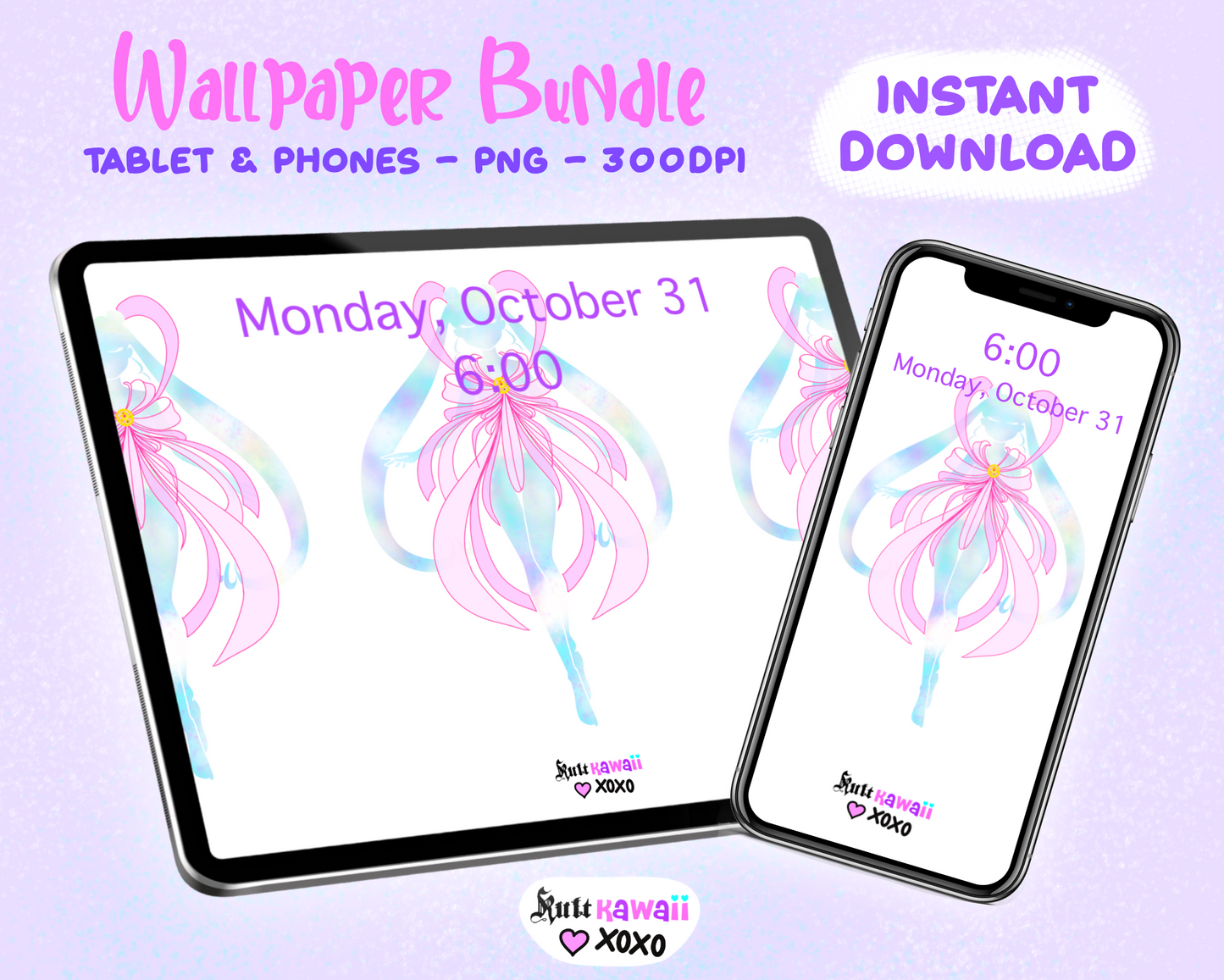 Magical Girl White Tablet & Phone Wallpaper