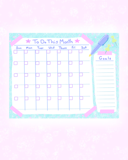 Blue Monthly Planner Sheet
