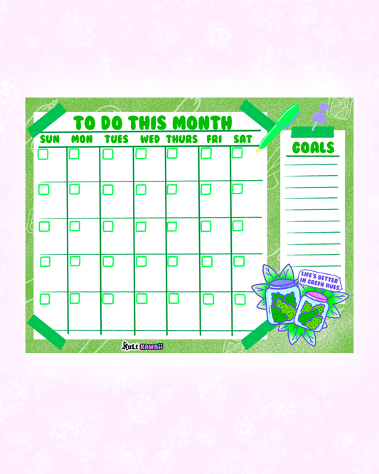Life Is Better In Green Hues Monthly Planner Sheet