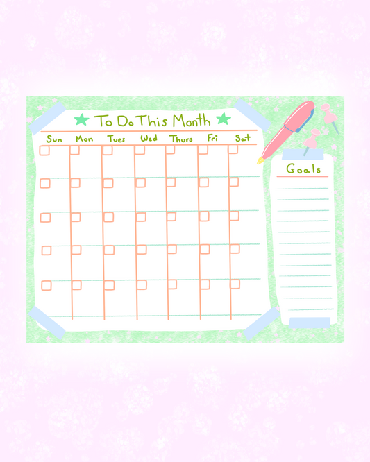 Green Monthly Planner Sheet