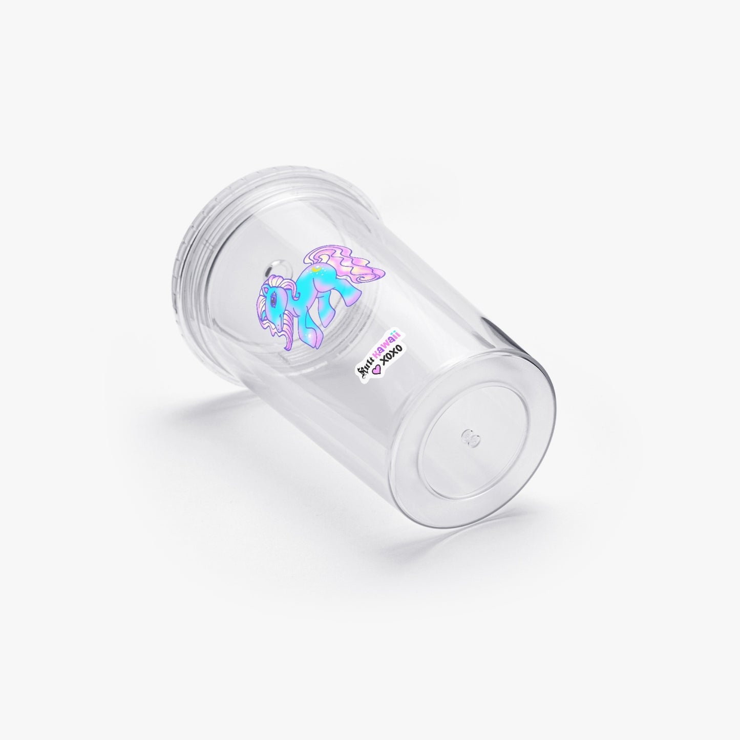 987. Double Wall Plastic Tumblers with Straw