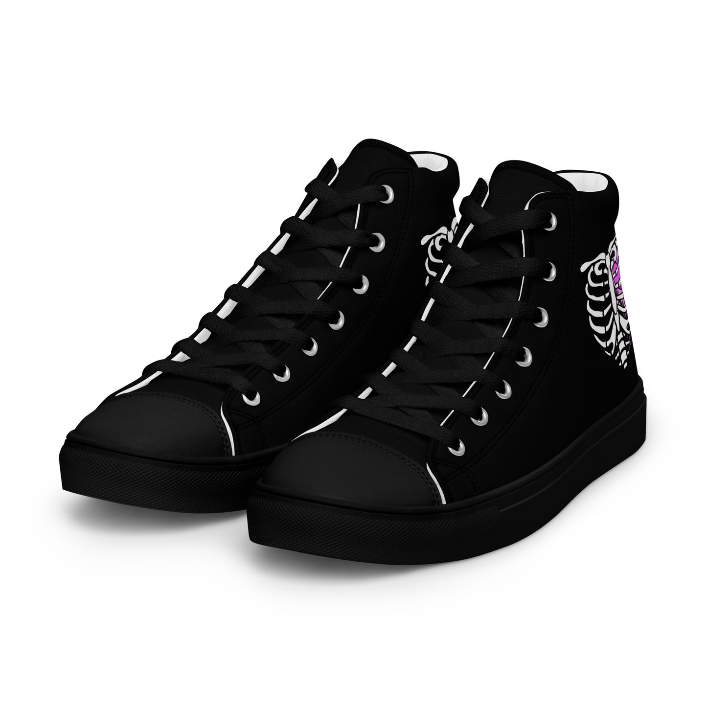 Bone Heart High-top Canvas Sneakers