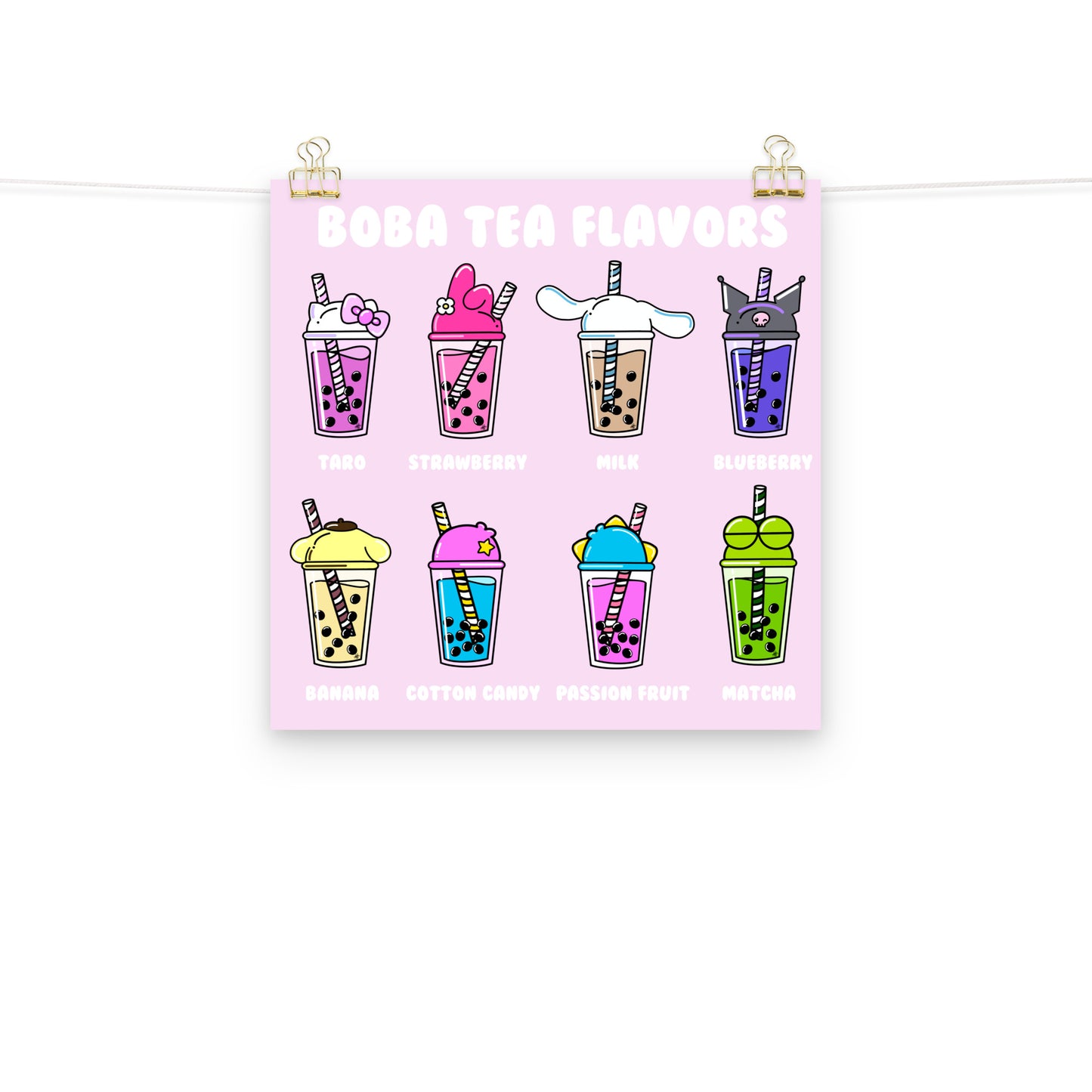 Boba Tea Flavors Poster
