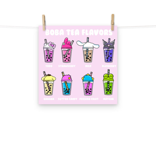 Boba Tea Flavors Poster