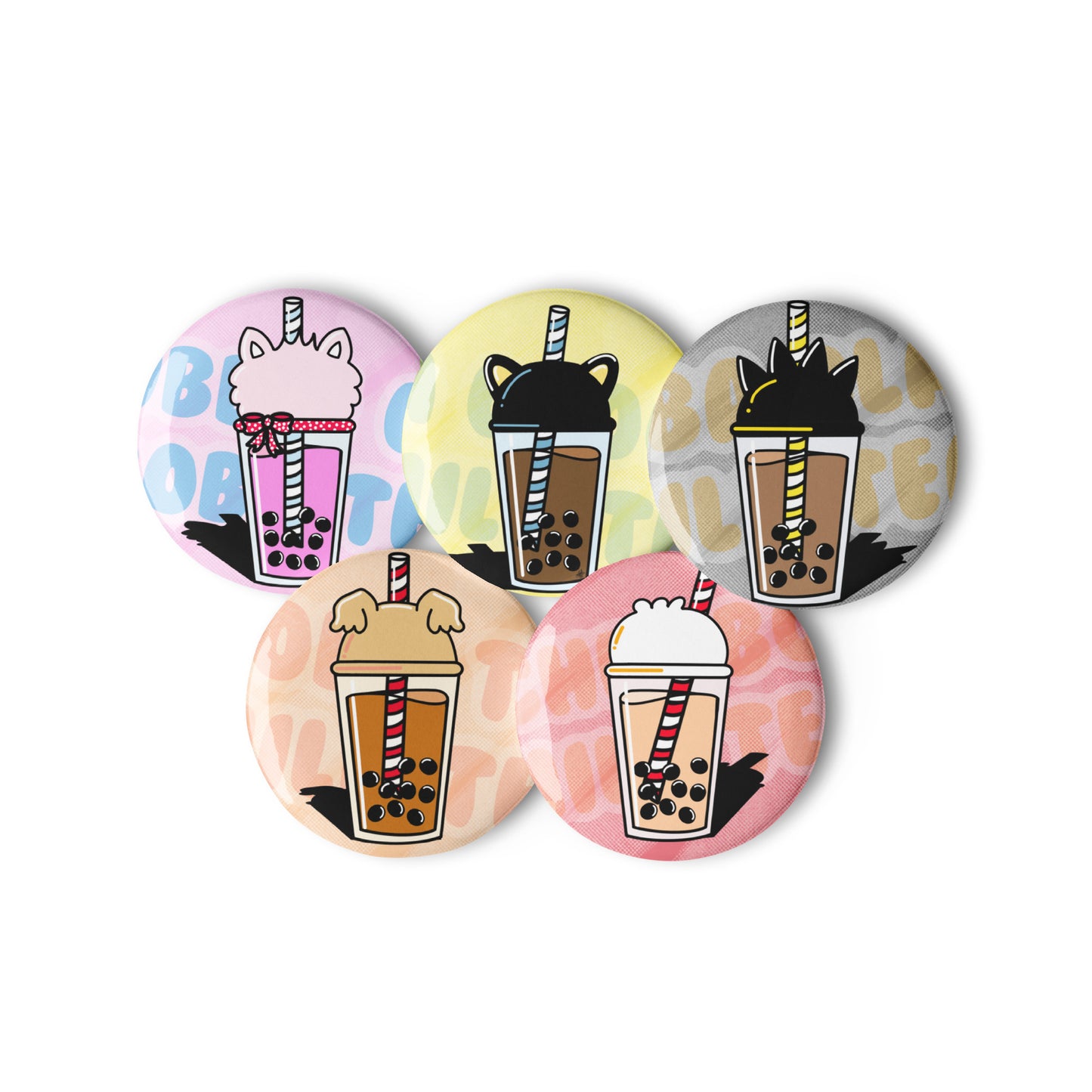 Boba Tea Flavors Button Set V1
