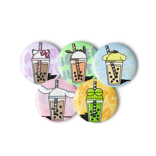 Boba Tea Flavors Button Set V2