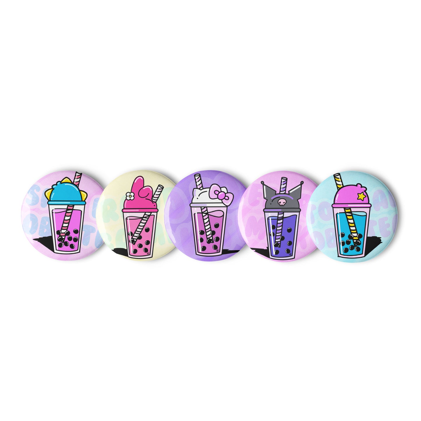 Boba Tea Flavors Button Set V3