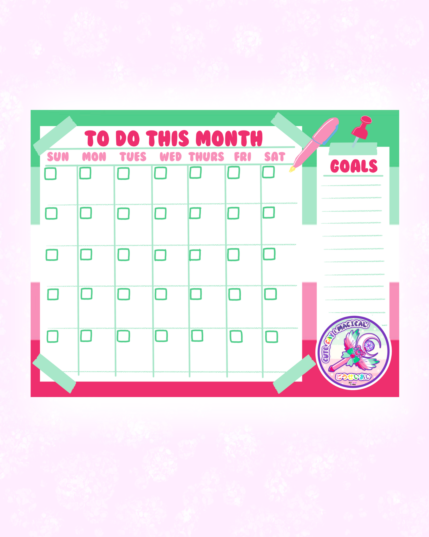 Abrosexual Pride Monthly Planner Sheet