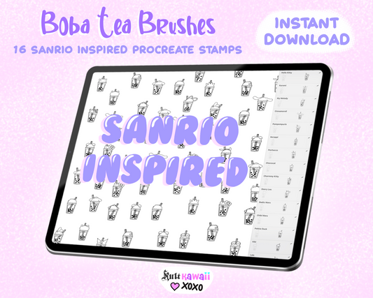 Sanrio Inspired Boba Tea Procreate Brush Set