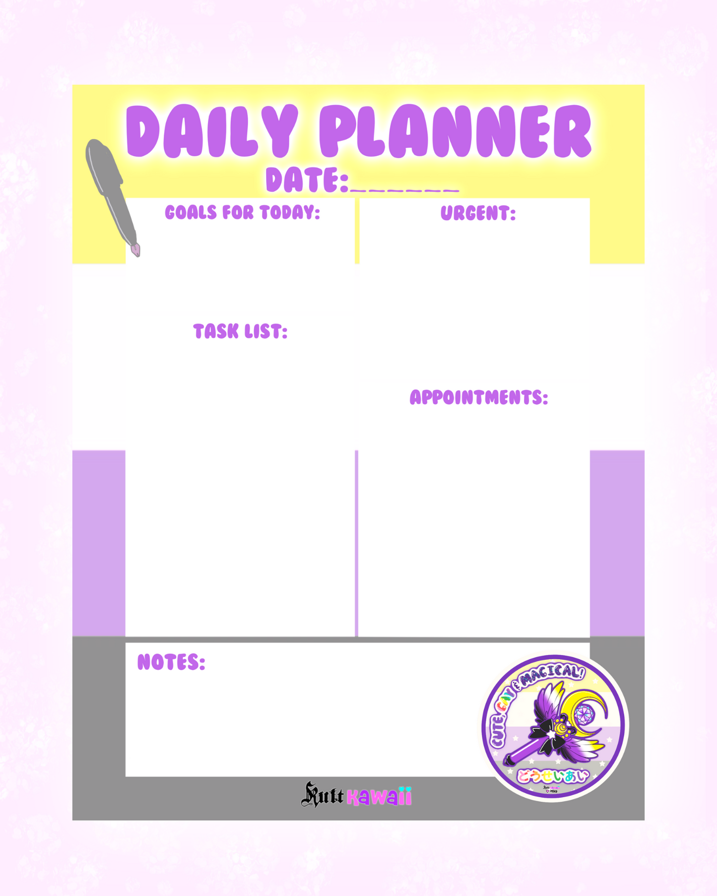 Nonbinary Pride Daily Planner Sheet