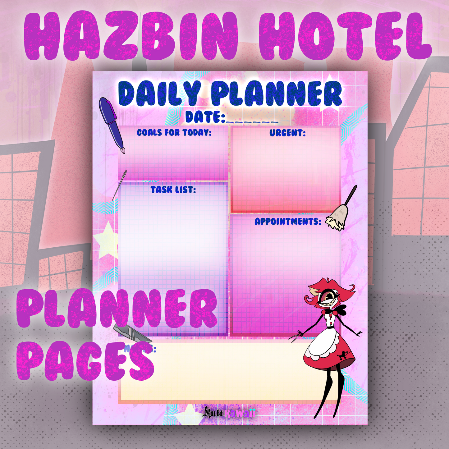Nifty Hotel Fandom Digital Daily Planner Sheet