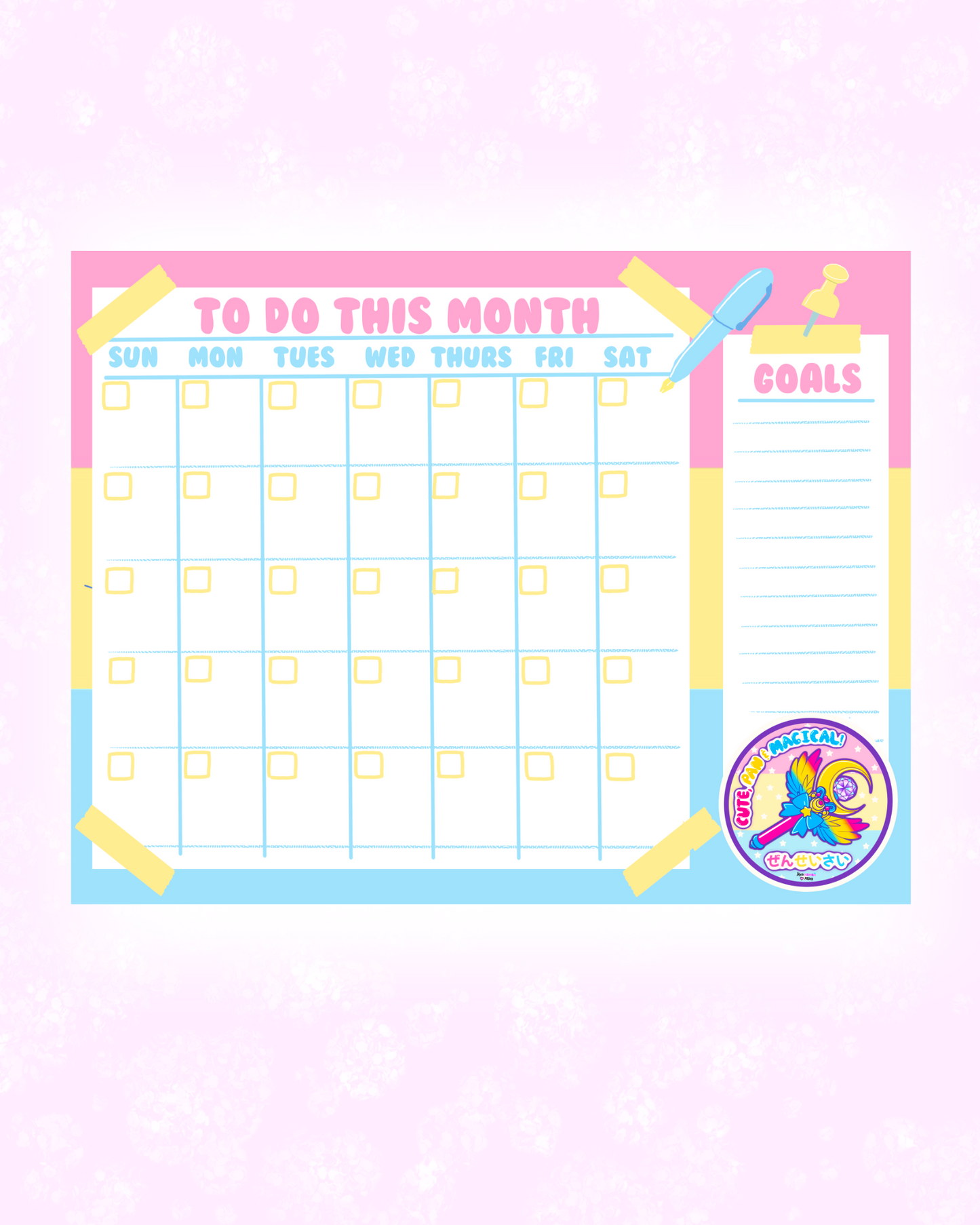 Pansexual Pride Monthly Planner Sheet