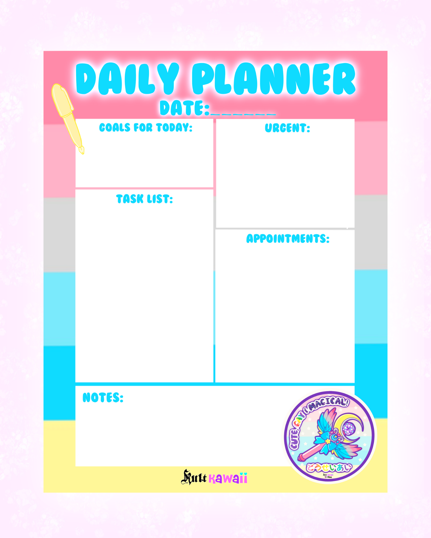 Genderflux Pride Daily Planner Sheet