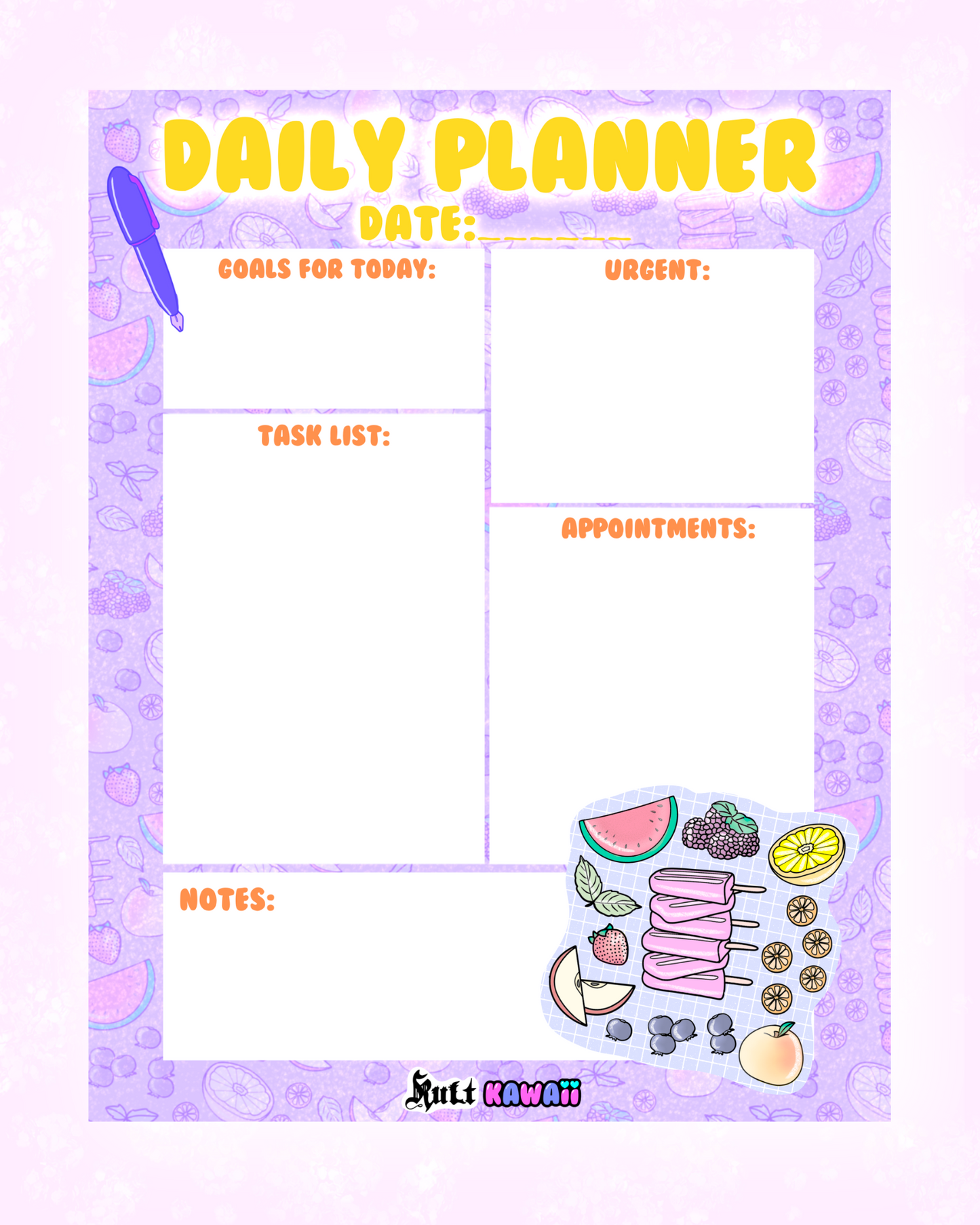 Squeeze The Day! Daily Planner Sheet