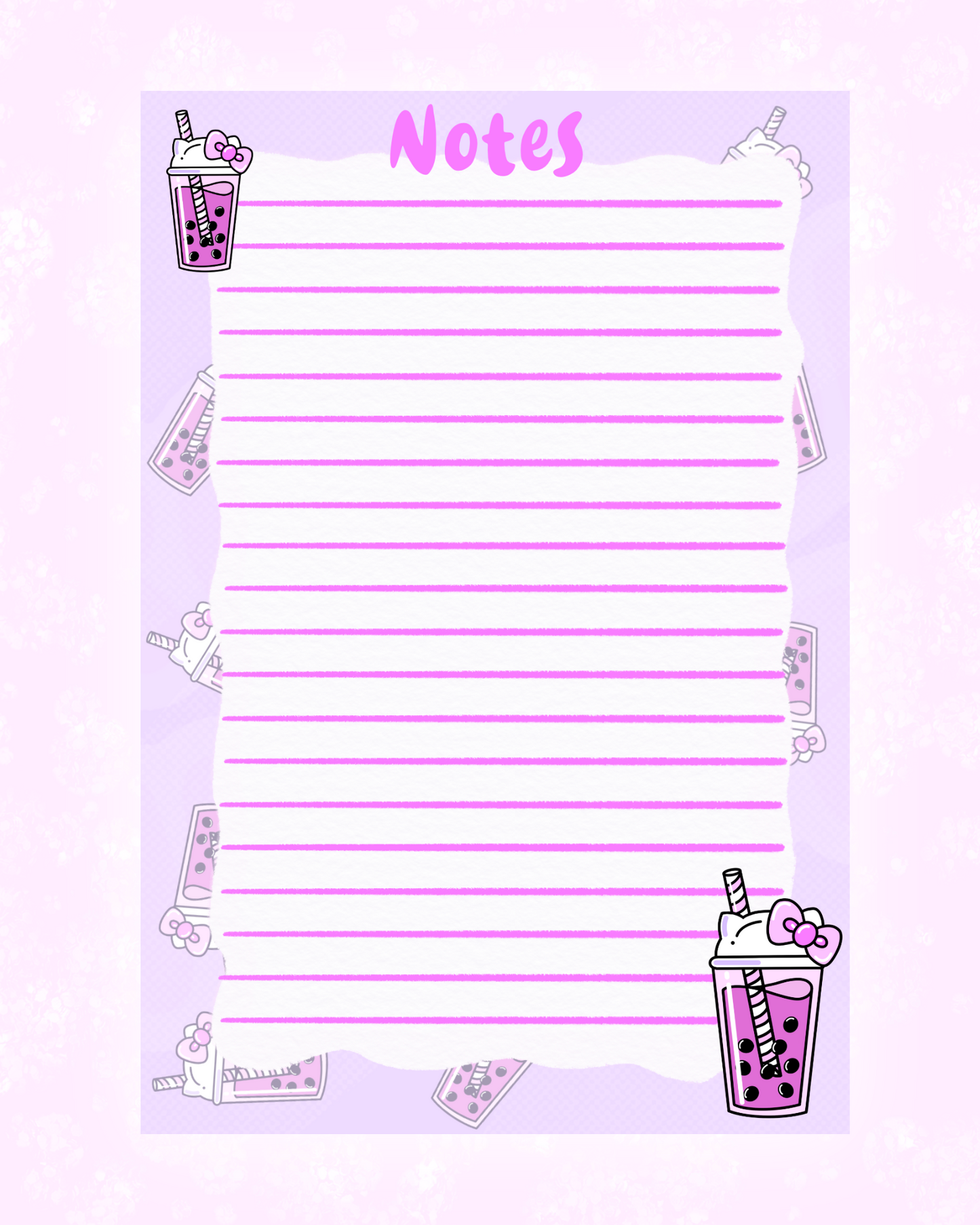 Boba Tea Hello Kitty Memo Sheet