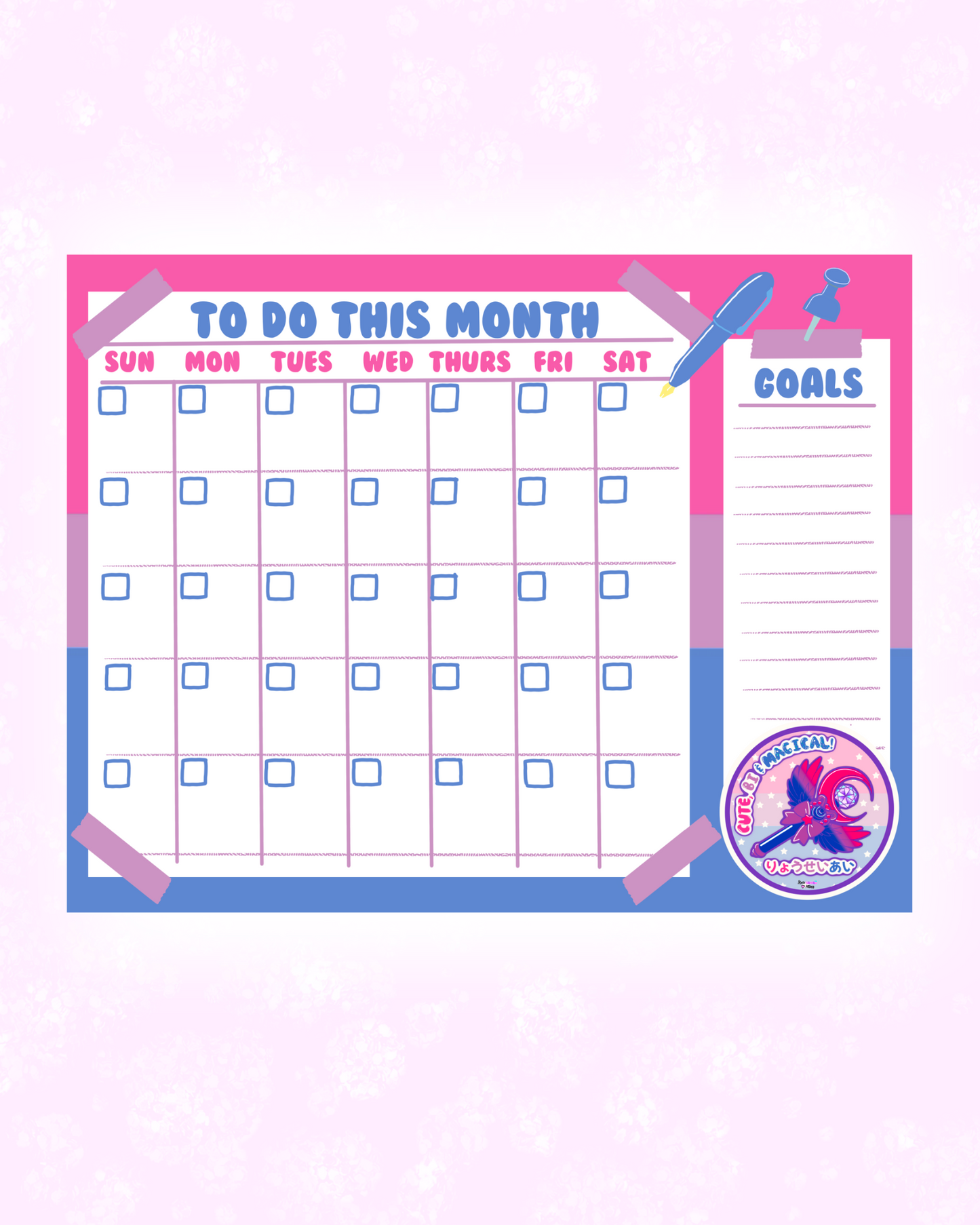 Bisexual Pride Monthly Planner Sheet