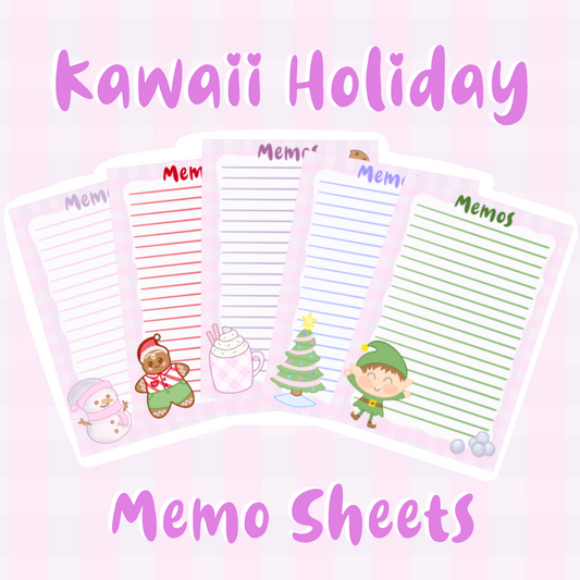 Kawaii Holiday Digital Memo Sheets