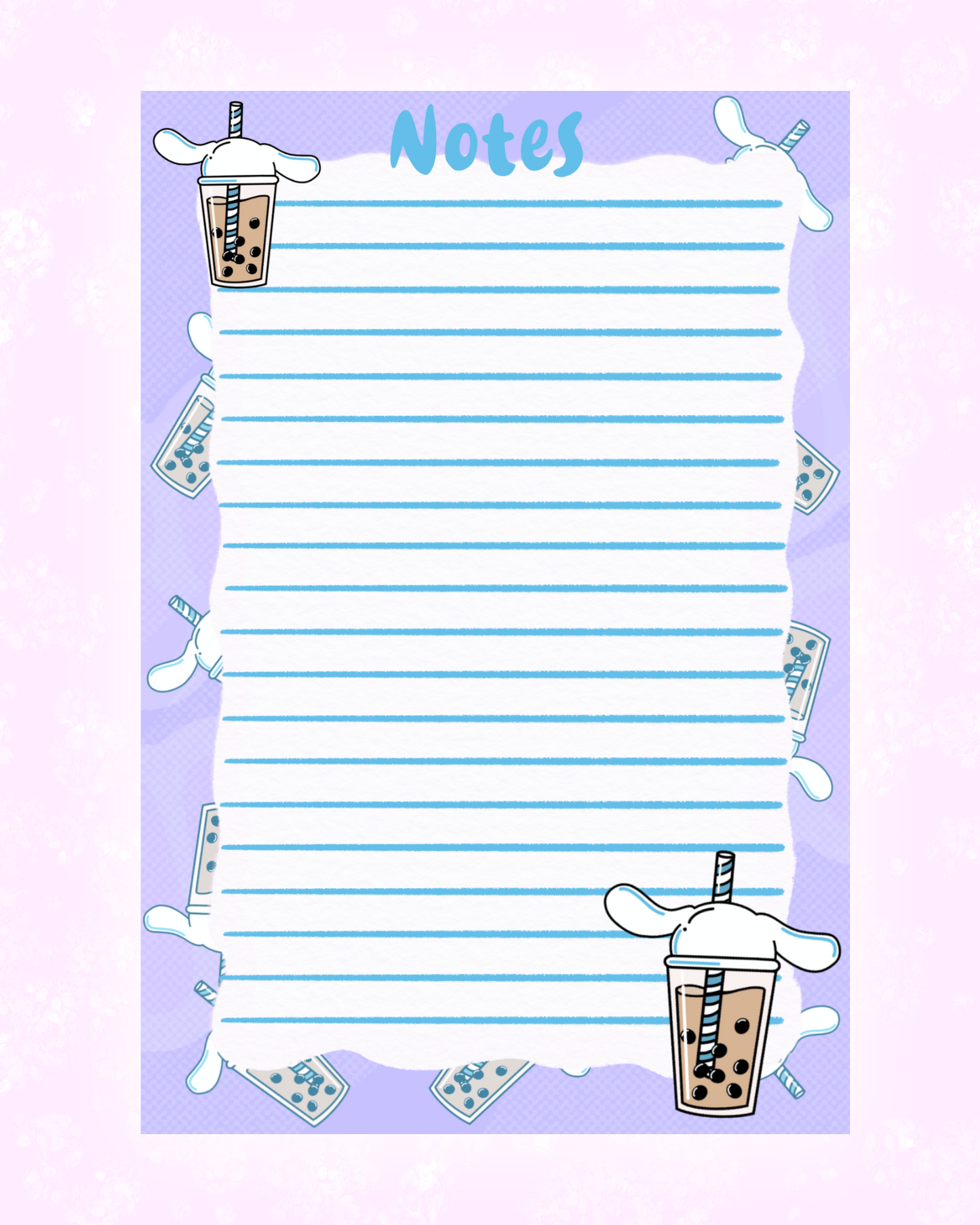 Boba Tea Cinnamoroll Memo Sheet