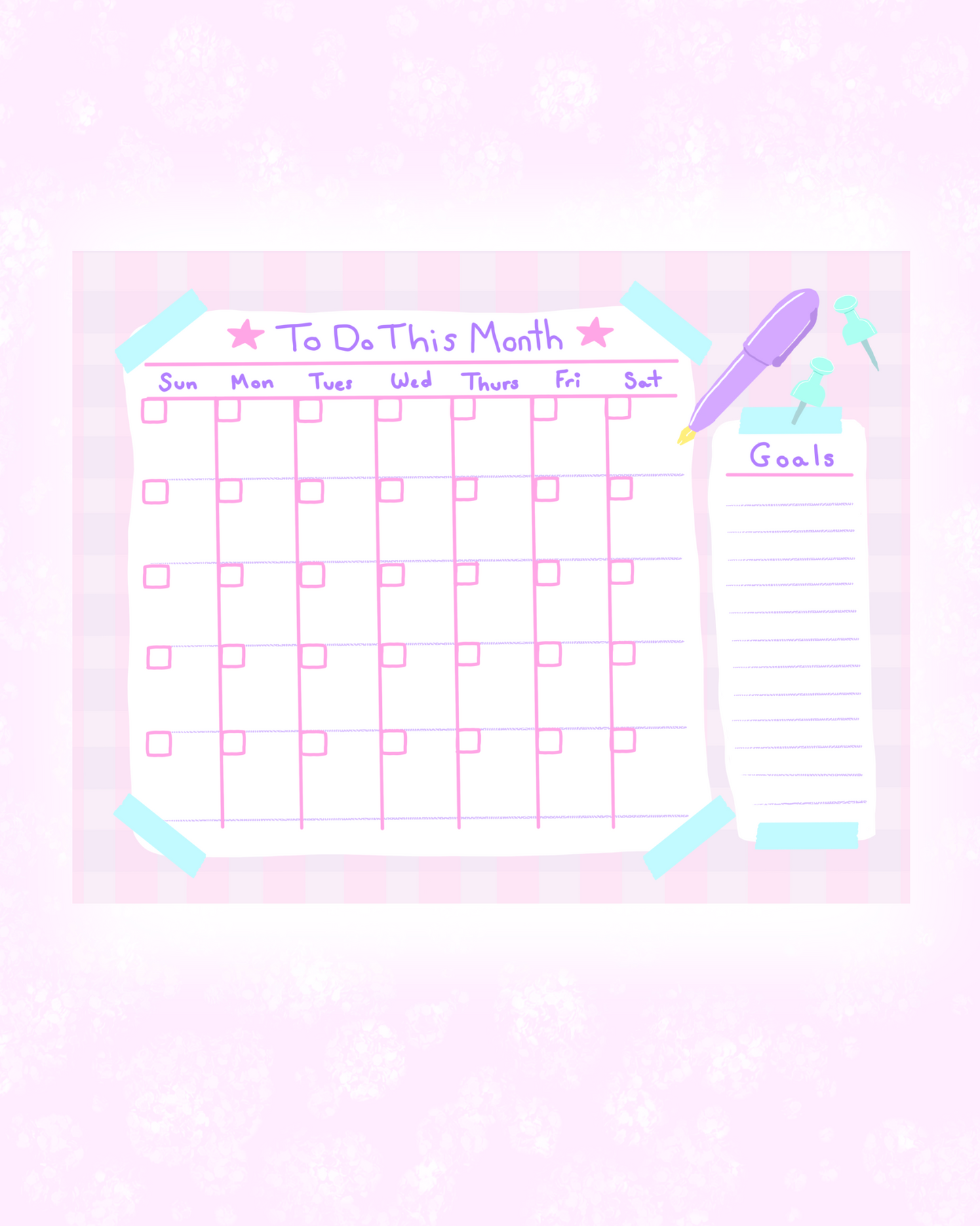 Pink Monthly Planner Sheet