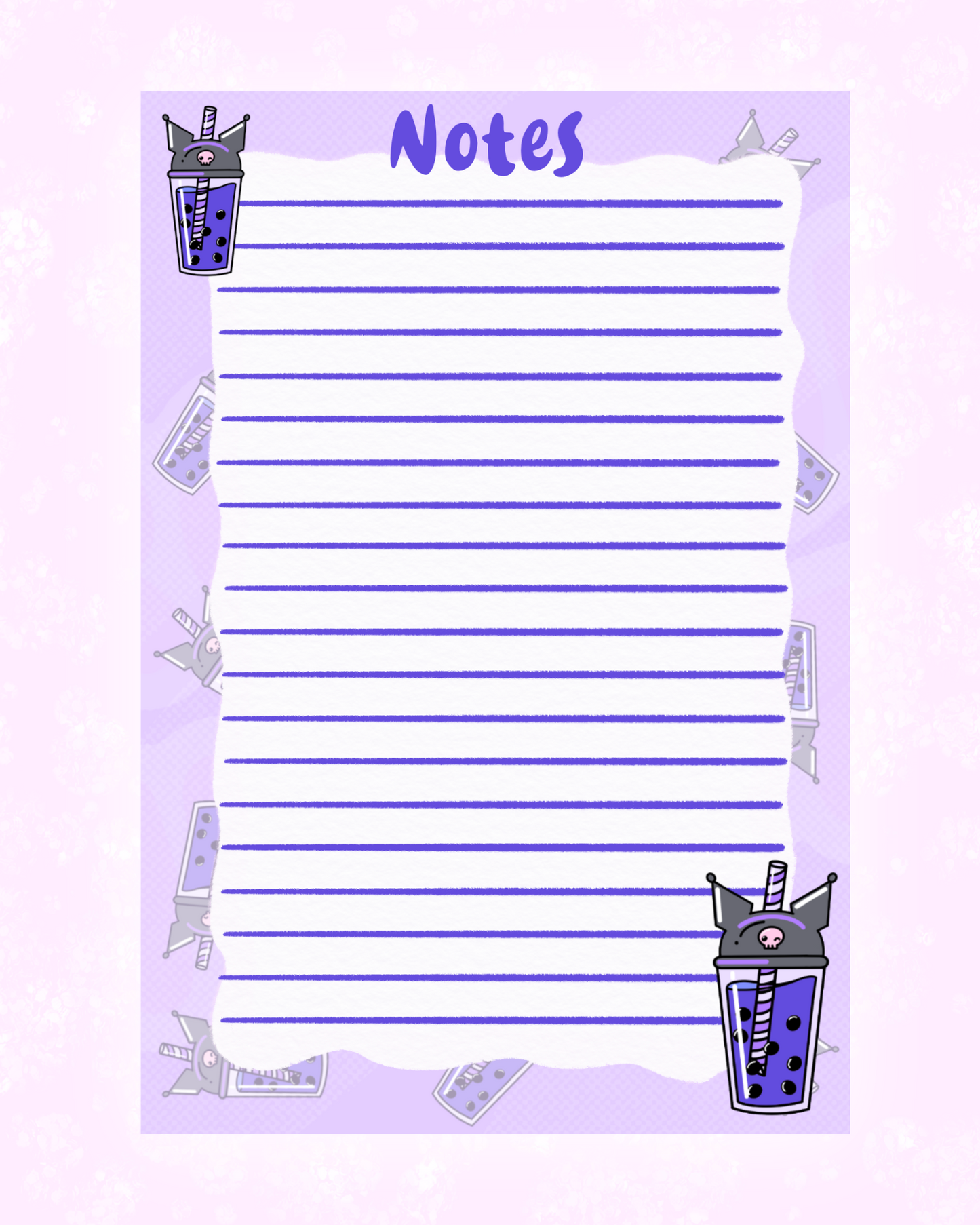 Boba Tea Kuromi Memo Sheet