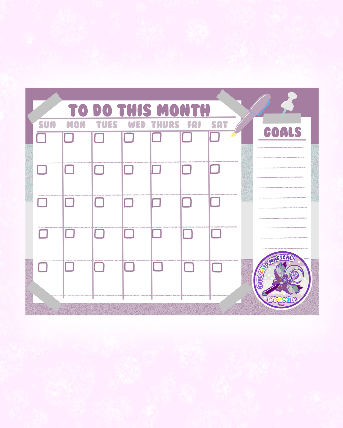 Asexual Pride Monthly Planner Sheet