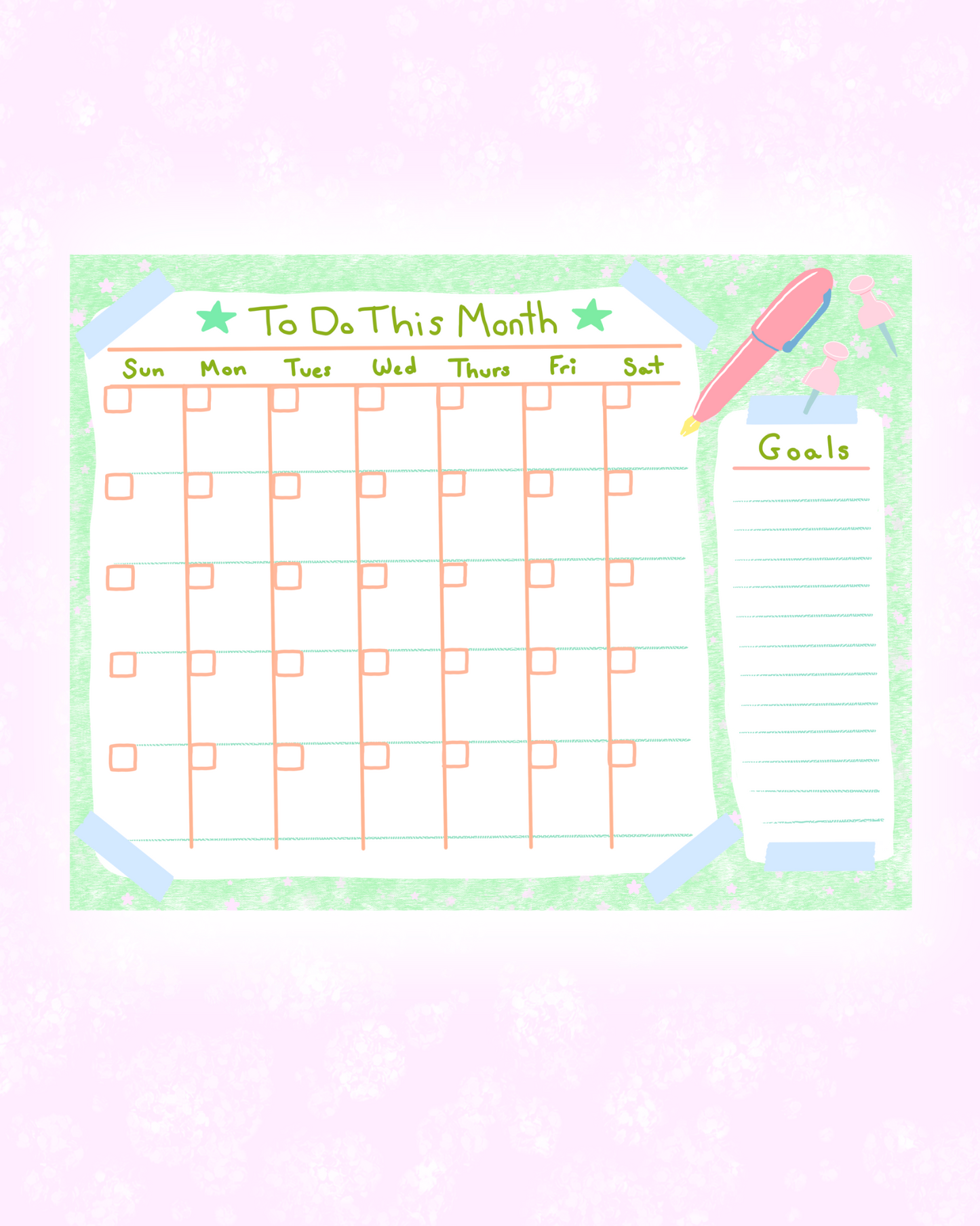 Green Monthly Planner Sheet