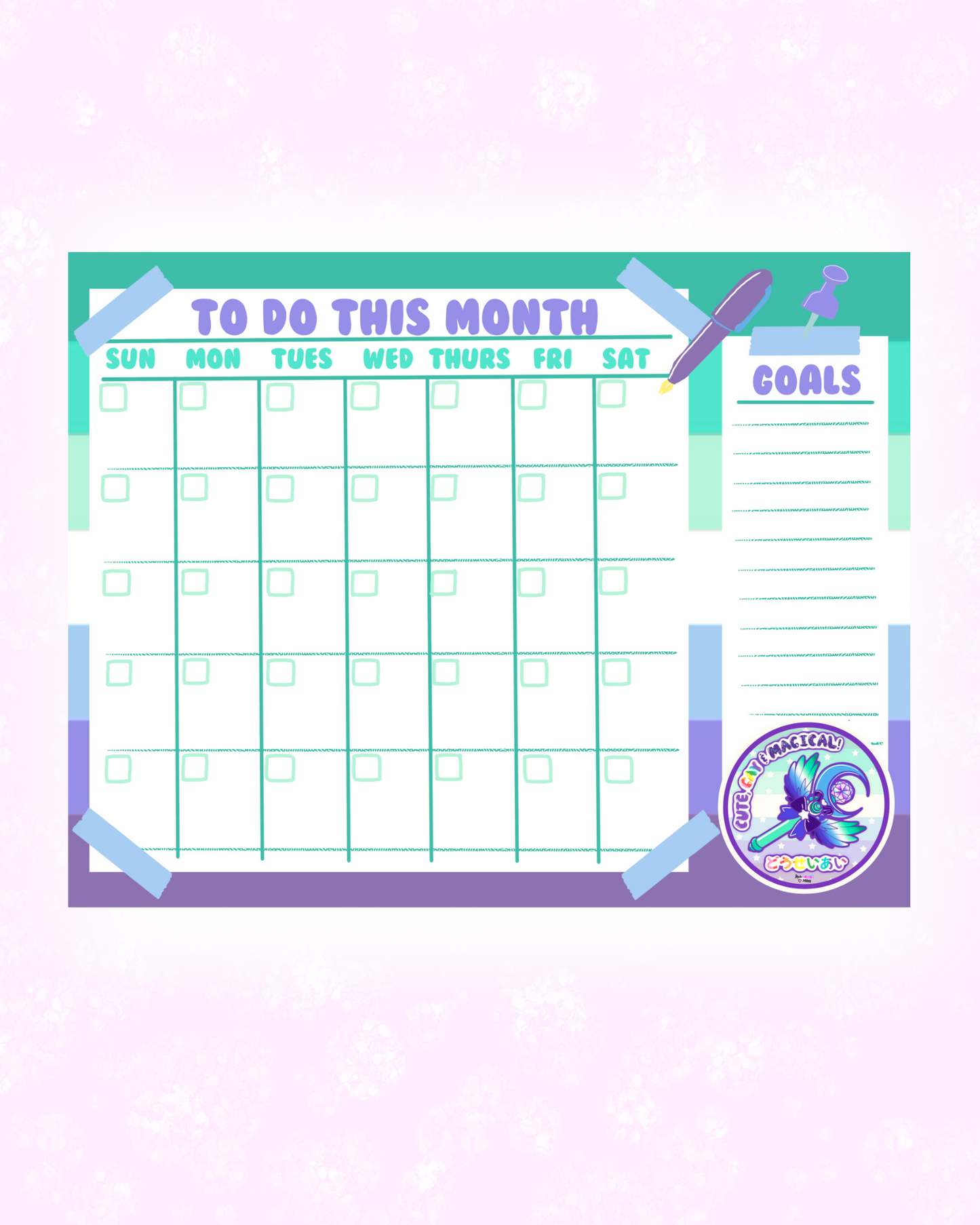 Gay Men’s Pride Monthly Planner Sheet