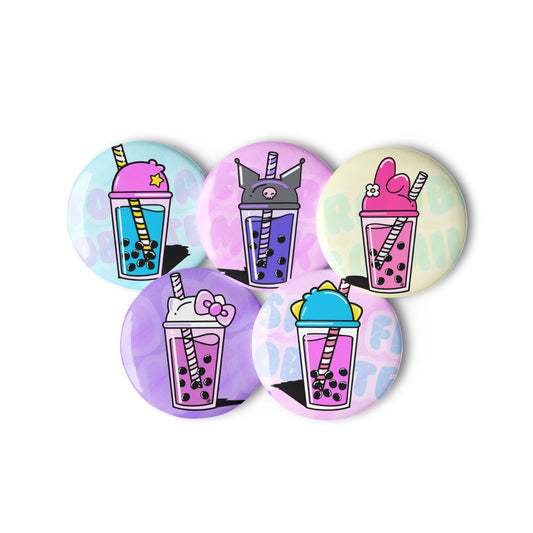Boba Tea Flavors Button Set V3