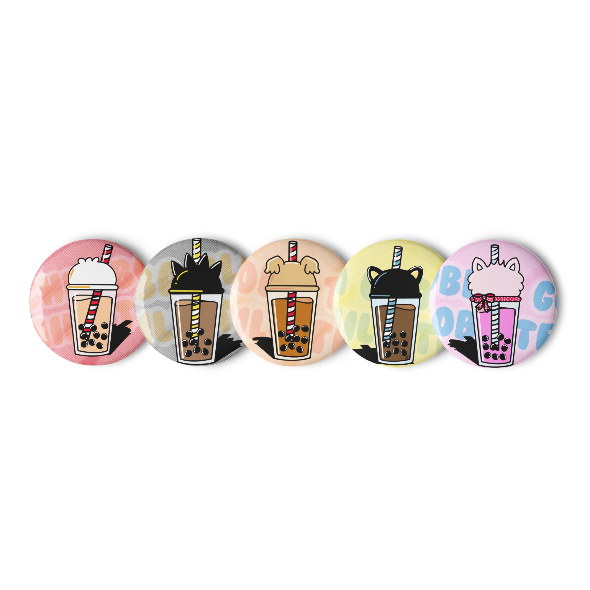 Boba Tea Flavors Button Set V1 - Kult Kawaii