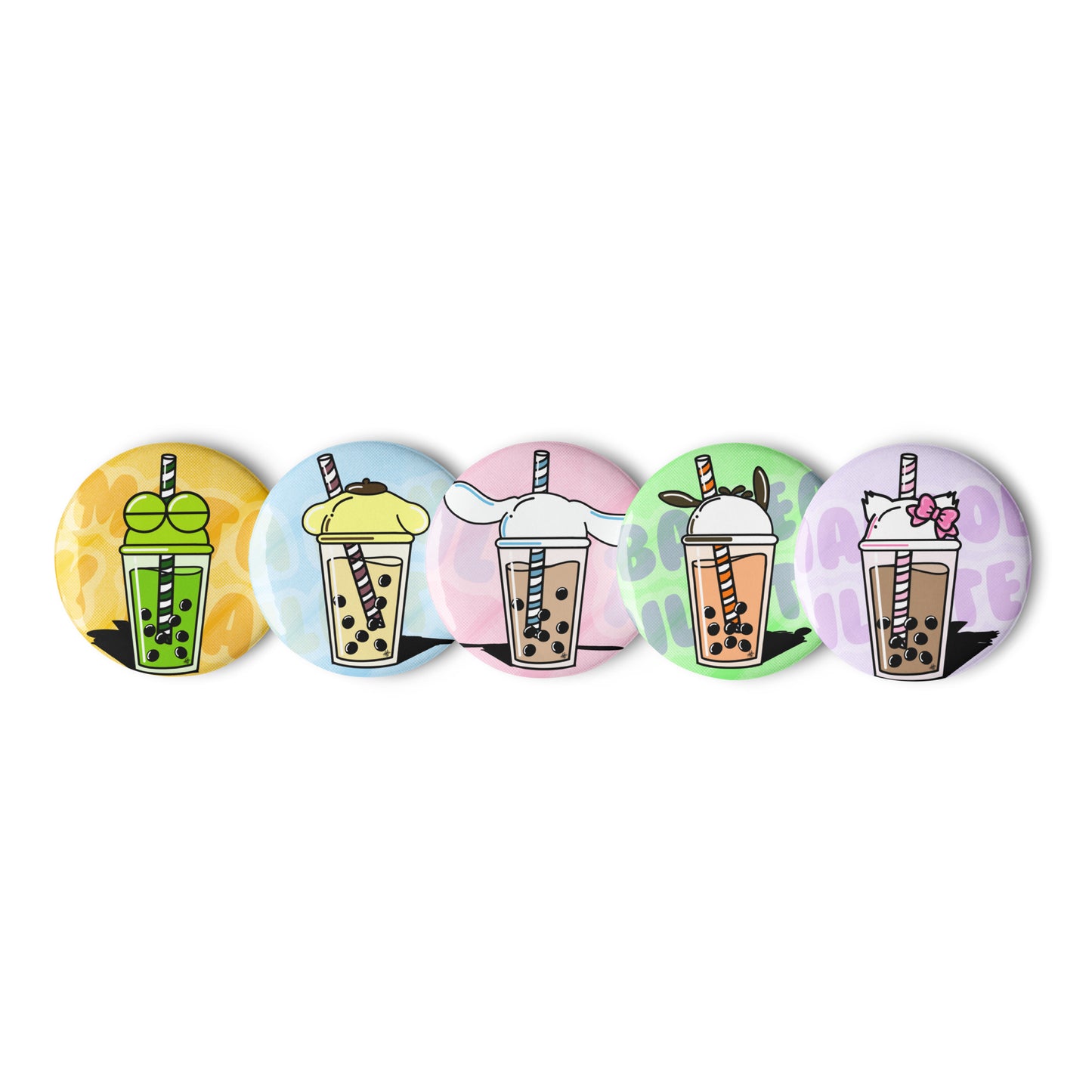 Boba Tea Flavors Button Set V2